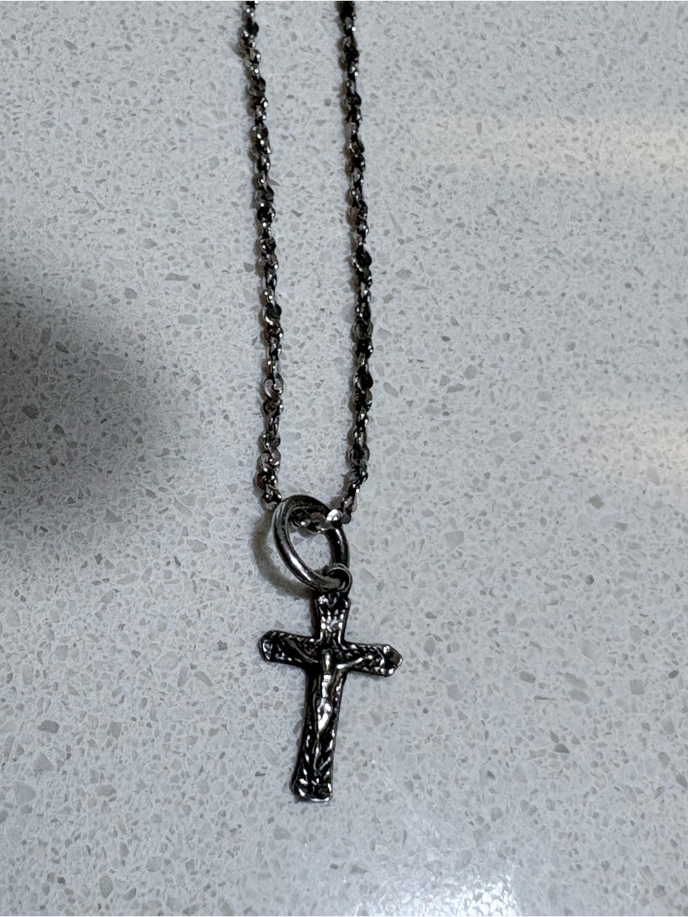 Sterling Silver Textured Cross Pendant Necklace - Silver stamped Chapell 925